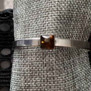 Sterling silver and Baltic amber cuff Bracelet